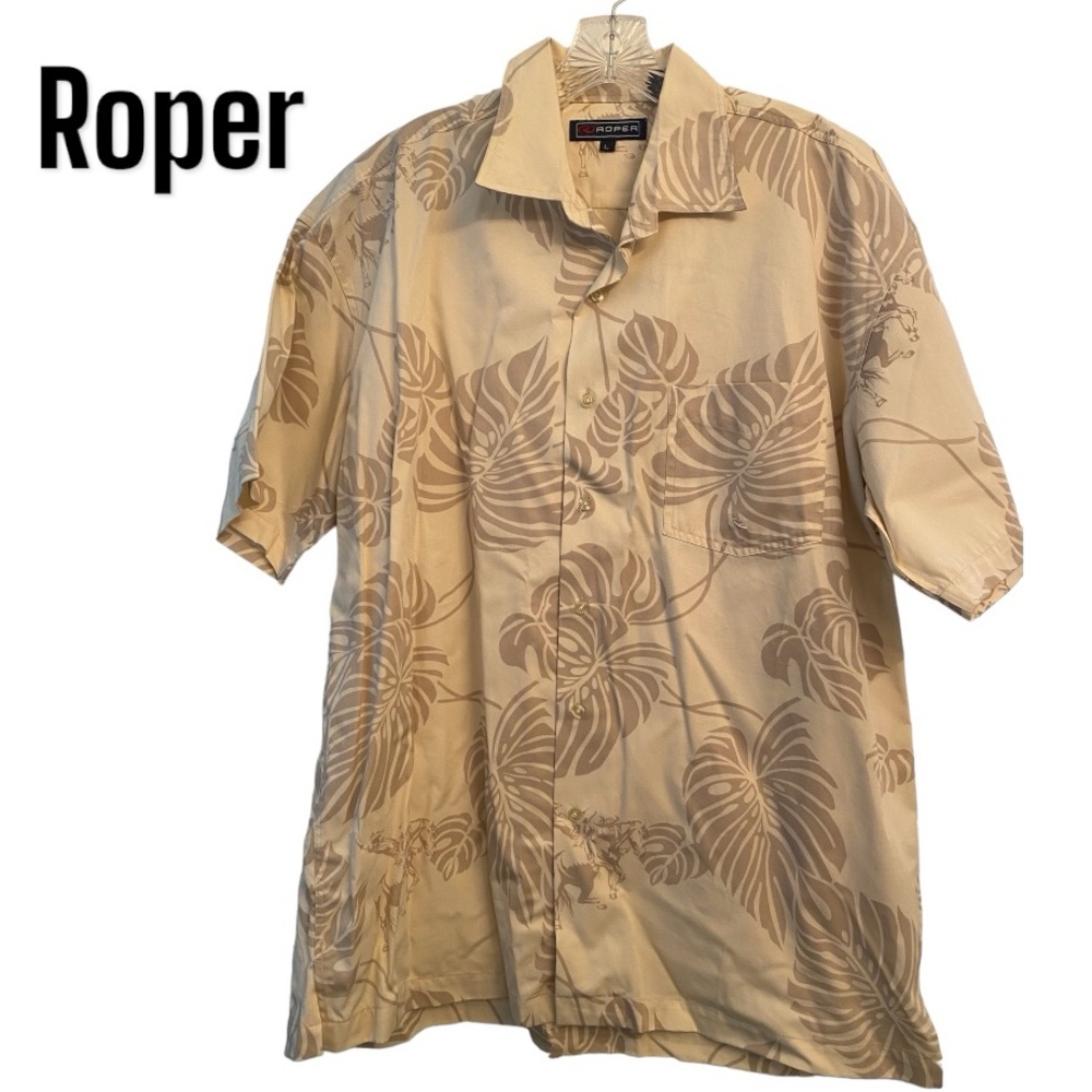 Roper Hawaiian Bronco Short Sleeve Shirt L